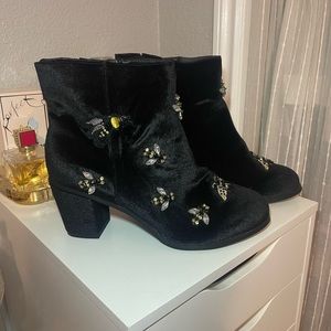 Queen Bee Velvet Booties